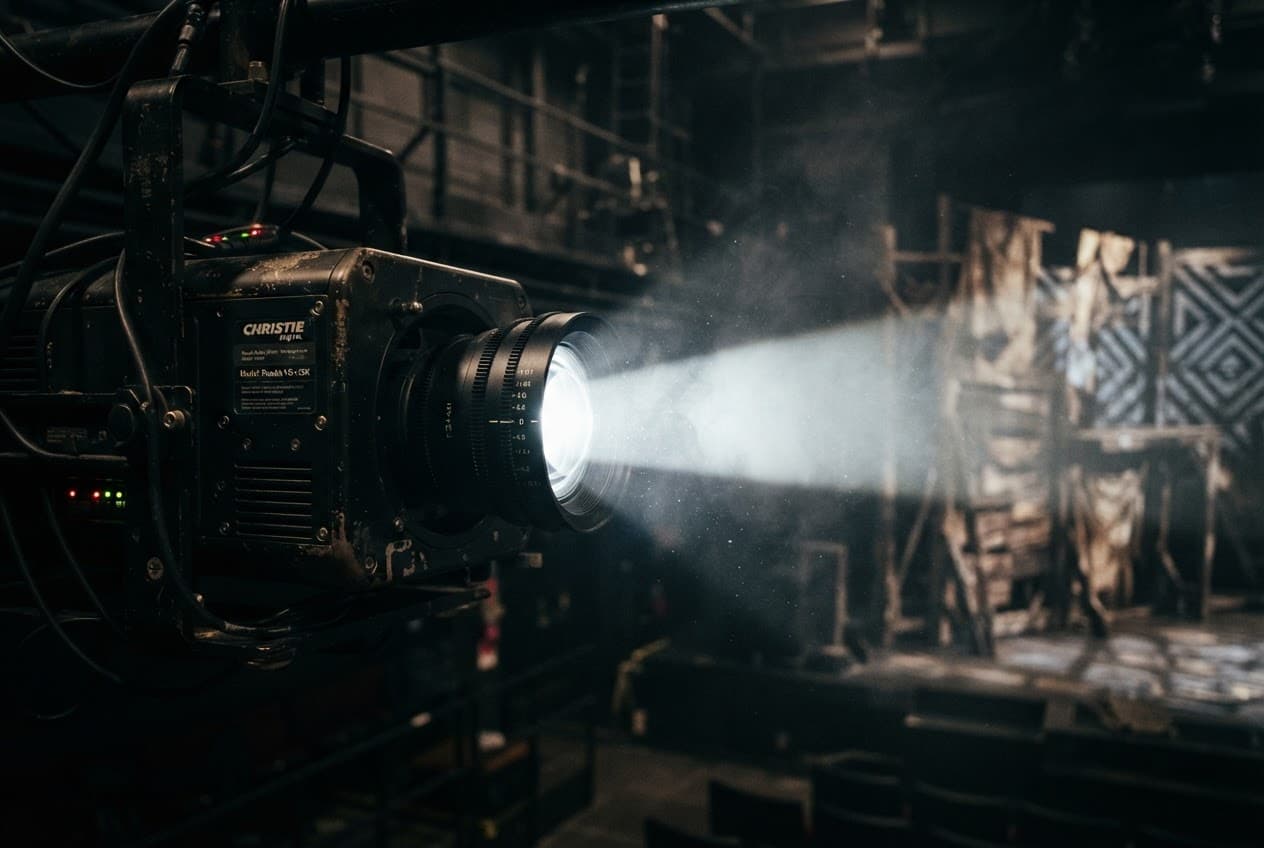 Spotlight aimed at a textured projection surface